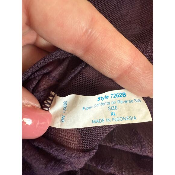 00's vintage purple floral burnout sheer y2k cami tank top XL - Picture 7 of 8